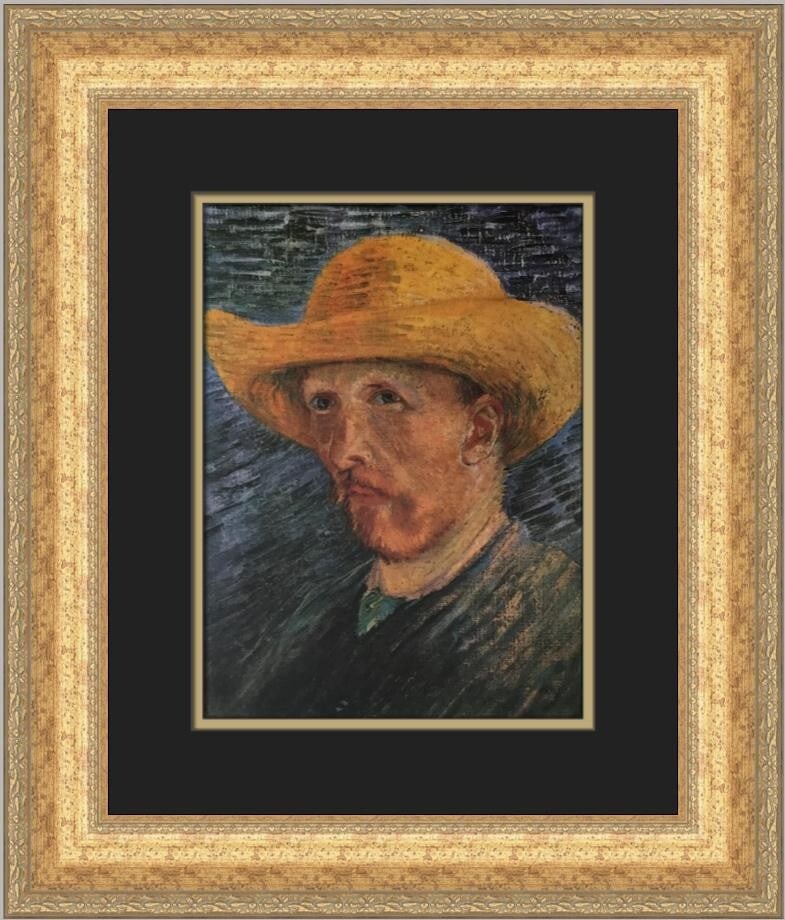 Vincent Van Gogh Self-Portrait with Straw Hat Matted Framed Print 1979 (1 of 2)