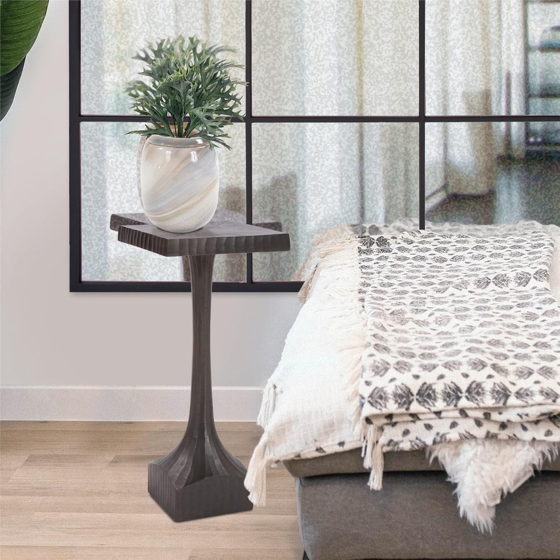 Howard Elliott Graphite Chiseled Cocktail Table Square Design (1 of 4)