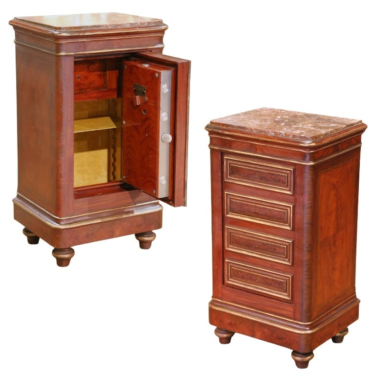 19th Century Verstaen French Iron Safe Walnut Marble Top Antique (1 of 16)