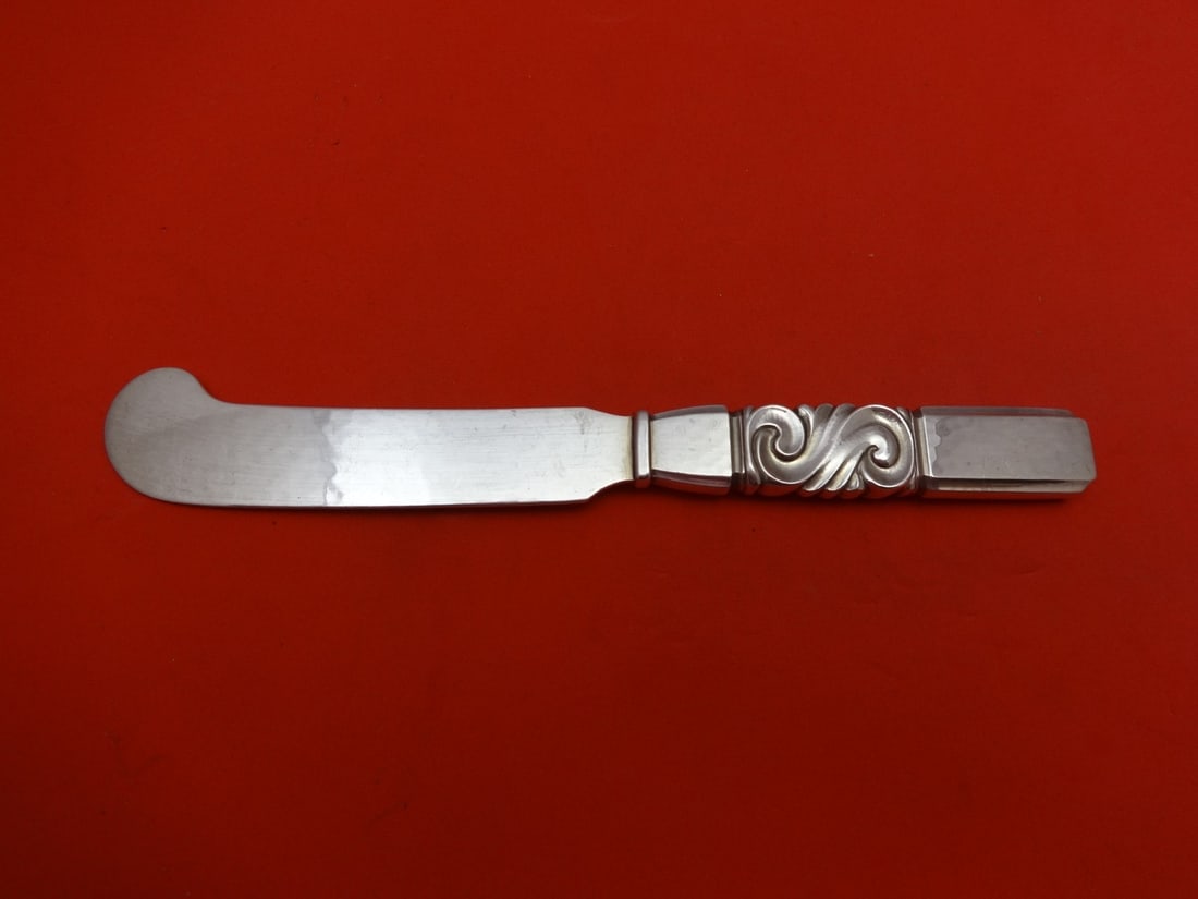 Georg Jensen Scroll Sterling Silver Butter Spreader 5 5/8 inches (1 of 2)