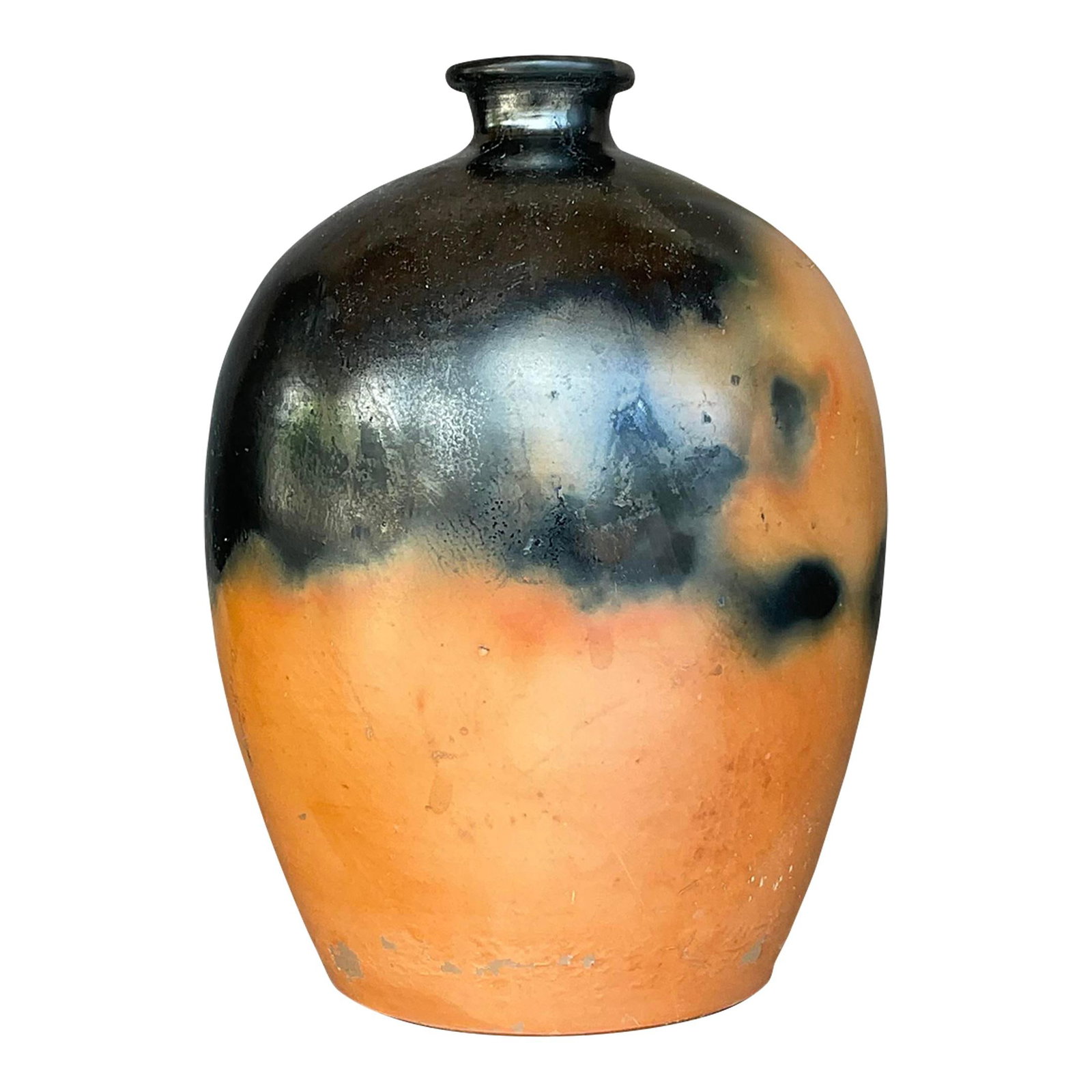 Vintage Boho Sugar Fired Pottery Urn 11 Inch Black Decor (1 of 6)