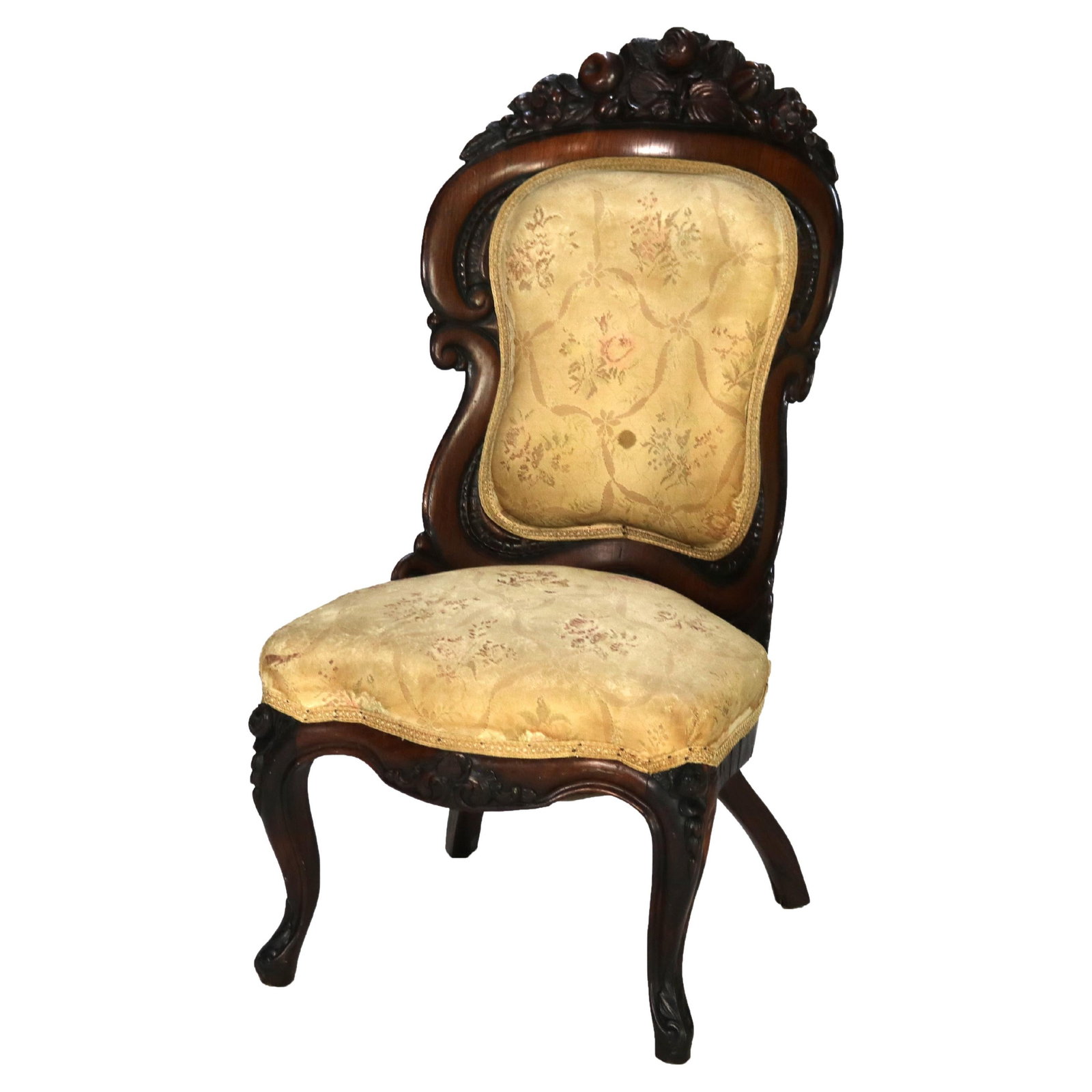 Victorian Rococo JH Belter Carved Rosewood Slipper Chair c1870 (1 of 14)