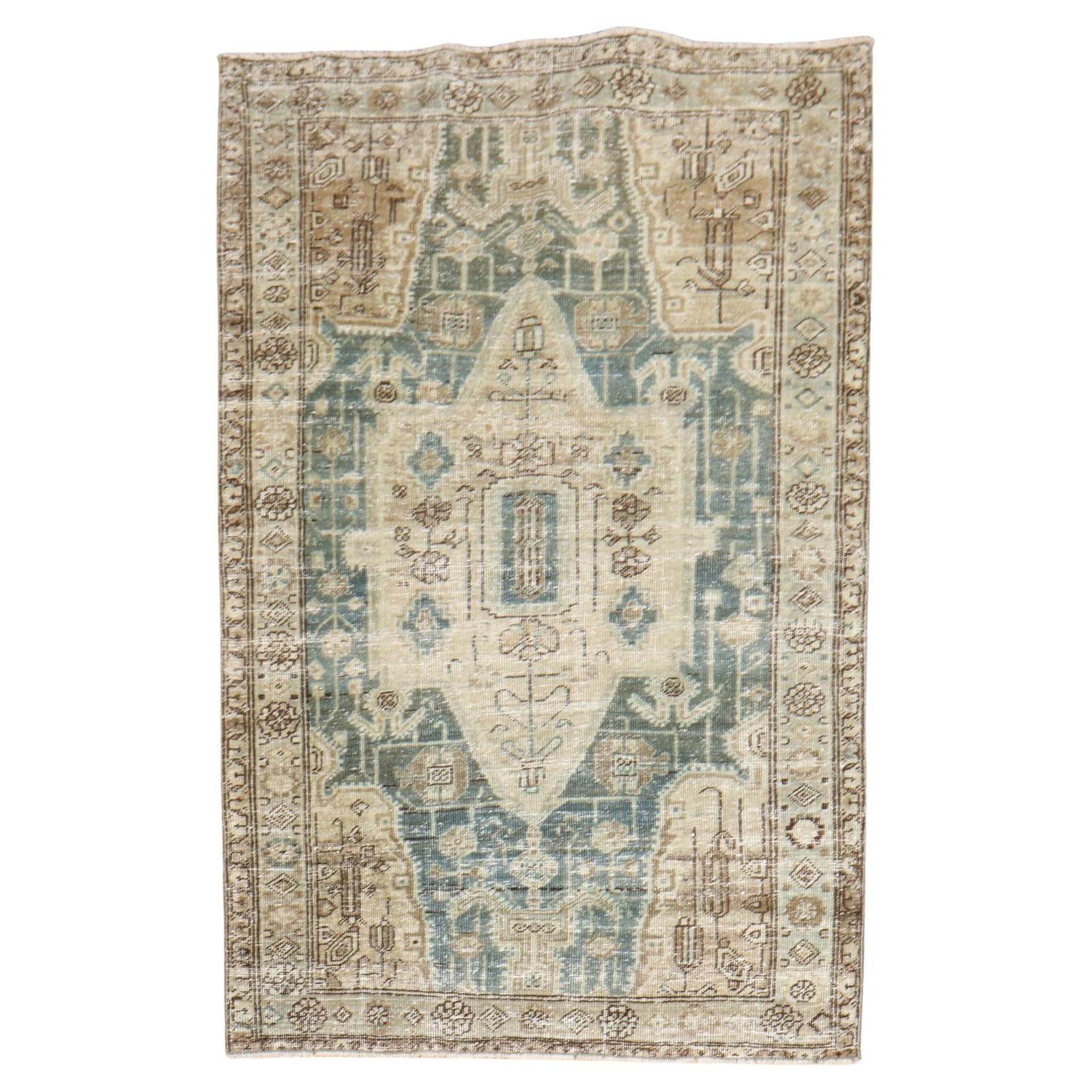 Worn Green Persian Scatter Rug Zabihi Collection Malayer Style 39 x 58 (1 of 8)