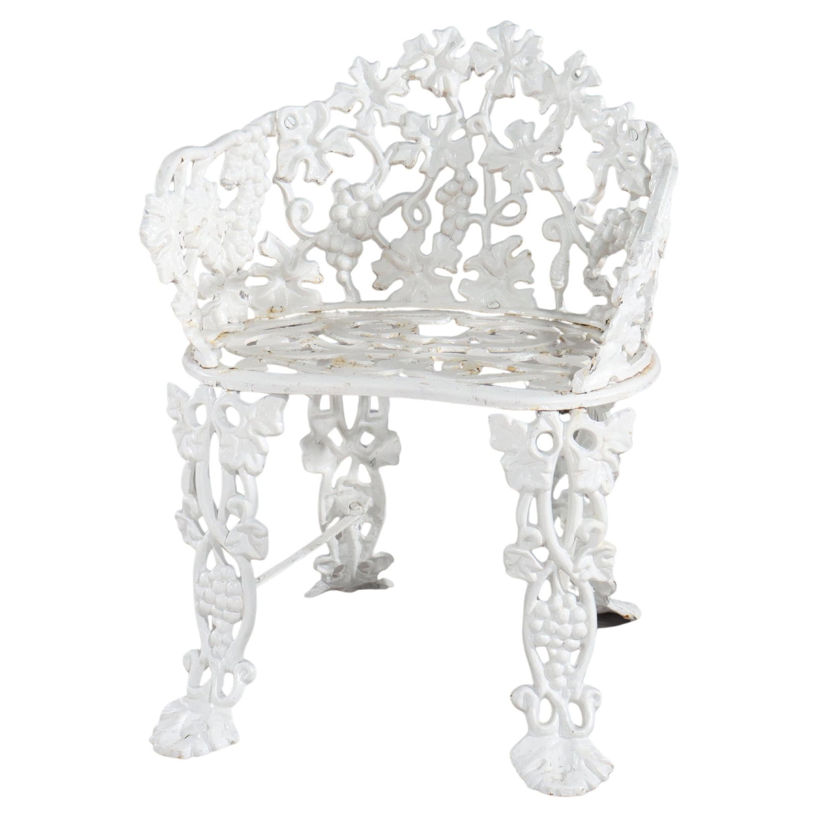 Antique Wrought Iron Garden Seat with Grape Leaf Design c1890 (1 of 6)