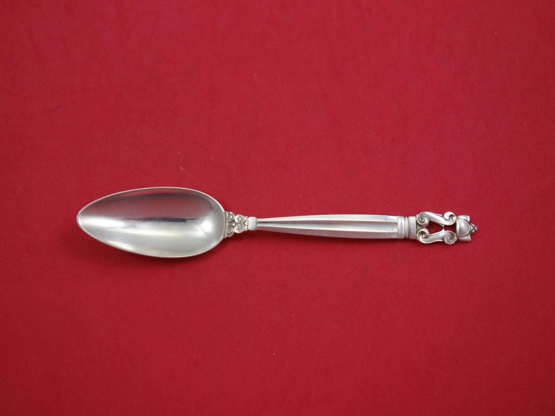 Georg Jensen Acorn Sterling Silver Fruit Spoon 5 7/8 Inch: Georg Jensen Acorn Sterling Silver Fruit Spoon 5 7/8 Inch This exquisite Acorn by Georg Jensen fruit spoon is crafted from high-quality sterling silver, showcasing a beautiful and timeless design. Mea