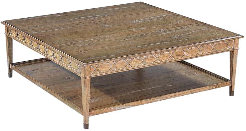 Elegant Beachwood Square Coffee Table Solid Wood Brass Caps Anna Collection (1 of 4)