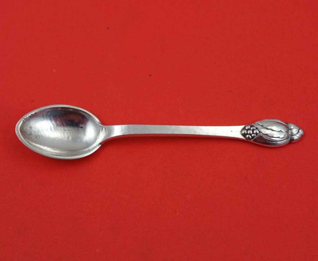 Evald Nielsen Number 6 Blossom Sterling Silver Demitasse Spoon 4 3/8" (1 of 3)