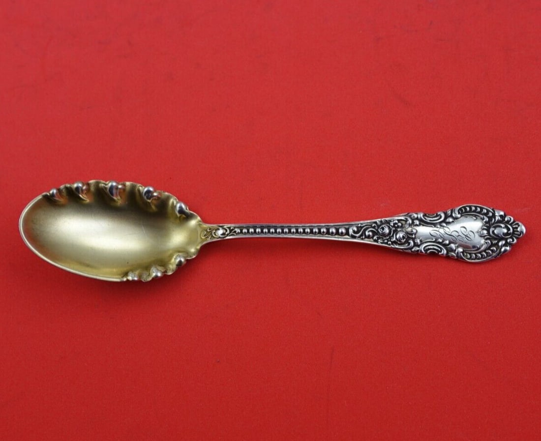 Knowles Mauser Apollo Sterling Silver Gold Washed Ice Cream Spoon 5.5" (1 of 3)