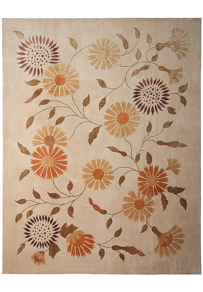 Handmade Tibetan Wool and Silk Area Rug 94 x 119 in Fine Weave (1 of 9)