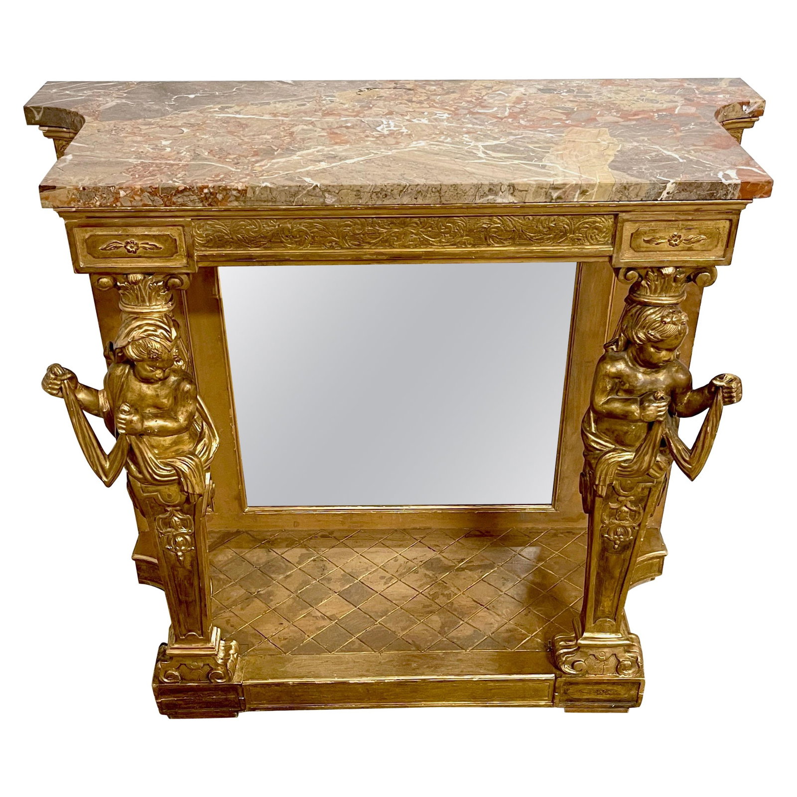 Mid-19th Century Italian Neoclassical Breccia Viola Marble Console (1 of 14)