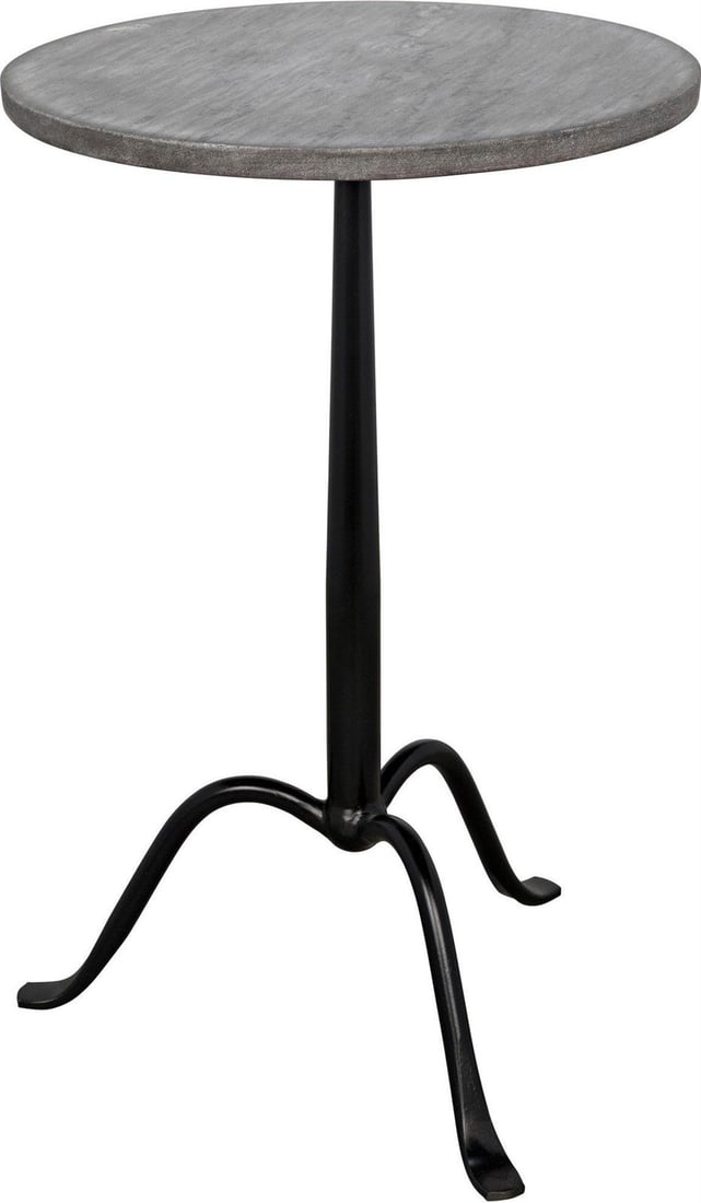 Noir Cosmopolitan Black Metal Side Table Night Snow Marble Top (1 of 6)