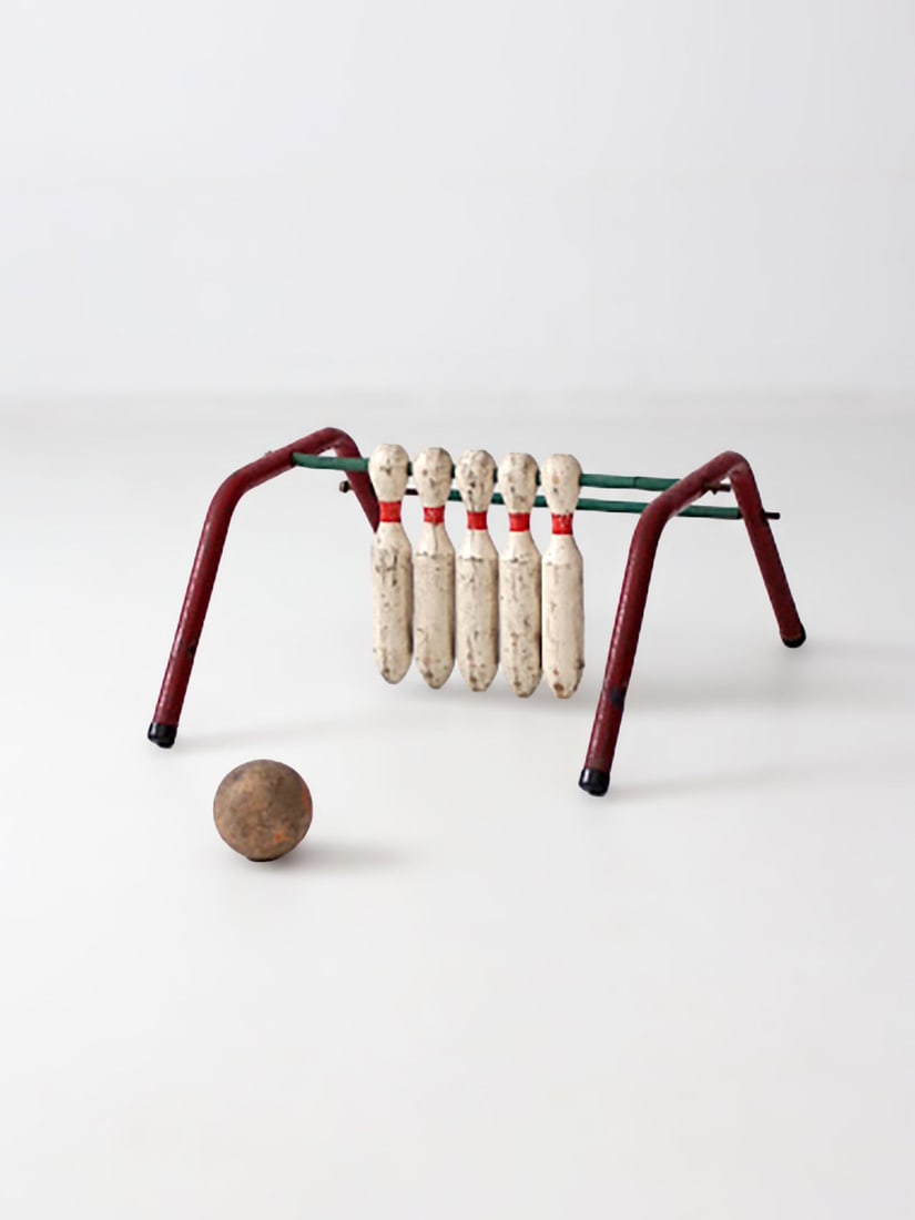 Vintage Five Pin Bowling Set by Mansfield Zesiger Mid-Century Tabletop Game (1 of 7)