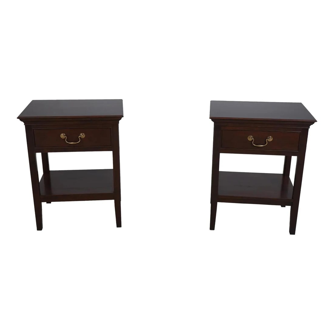 Stickley Cherry Chippendale Nightstands Pair with Dovetailed Drawers (1 of 10)