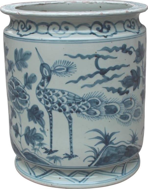 Handmade Chinoiserie Bird Motif Ceramic Orchid Pot (1 of 1)