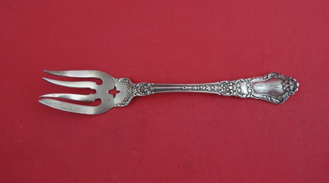 Sterling Silver Pierced Pastry Fork Baronial Old Pattern by Gorham 5 3/4 Inch (1 of 3)