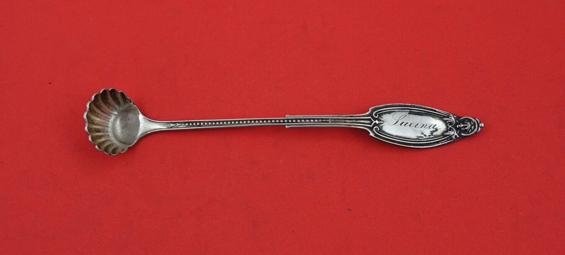 Albert Coles Kenilworth Sterling Silver Mustard Ladle 5 1/4 inch Shell Bowl (1 of 2)