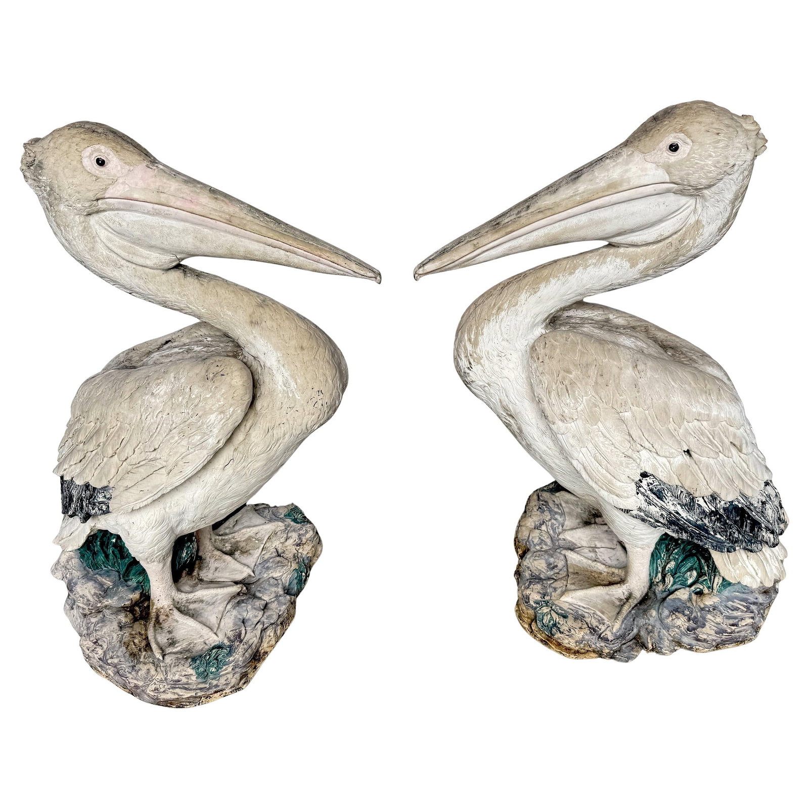 Set of 2 Life Size Polychromed Resin Pelican Garden Figures (1 of 10)