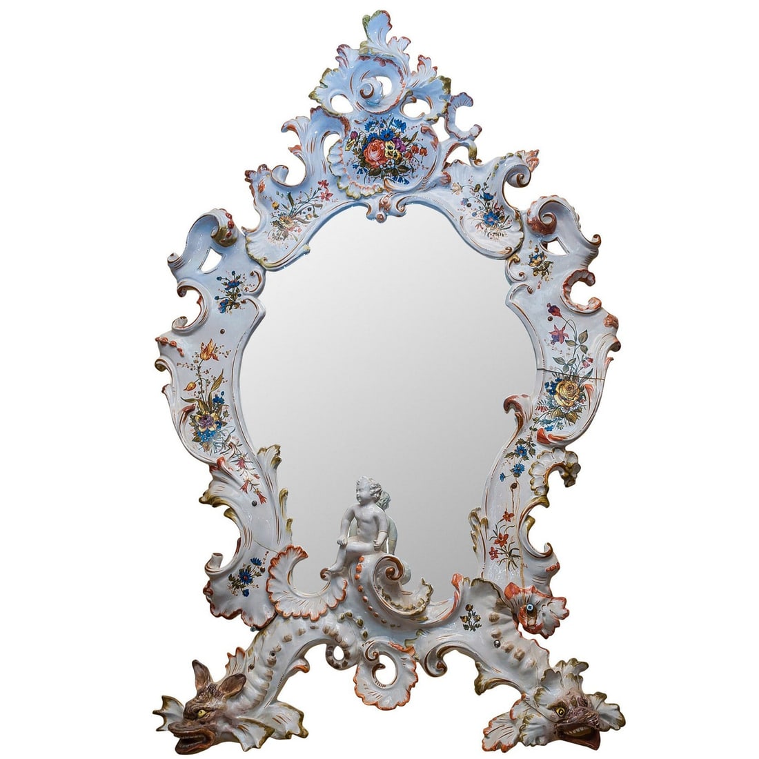Rococo Porcelain Mirror with Venetian Floral Motif Late 19th Century Italy (1 of 12)