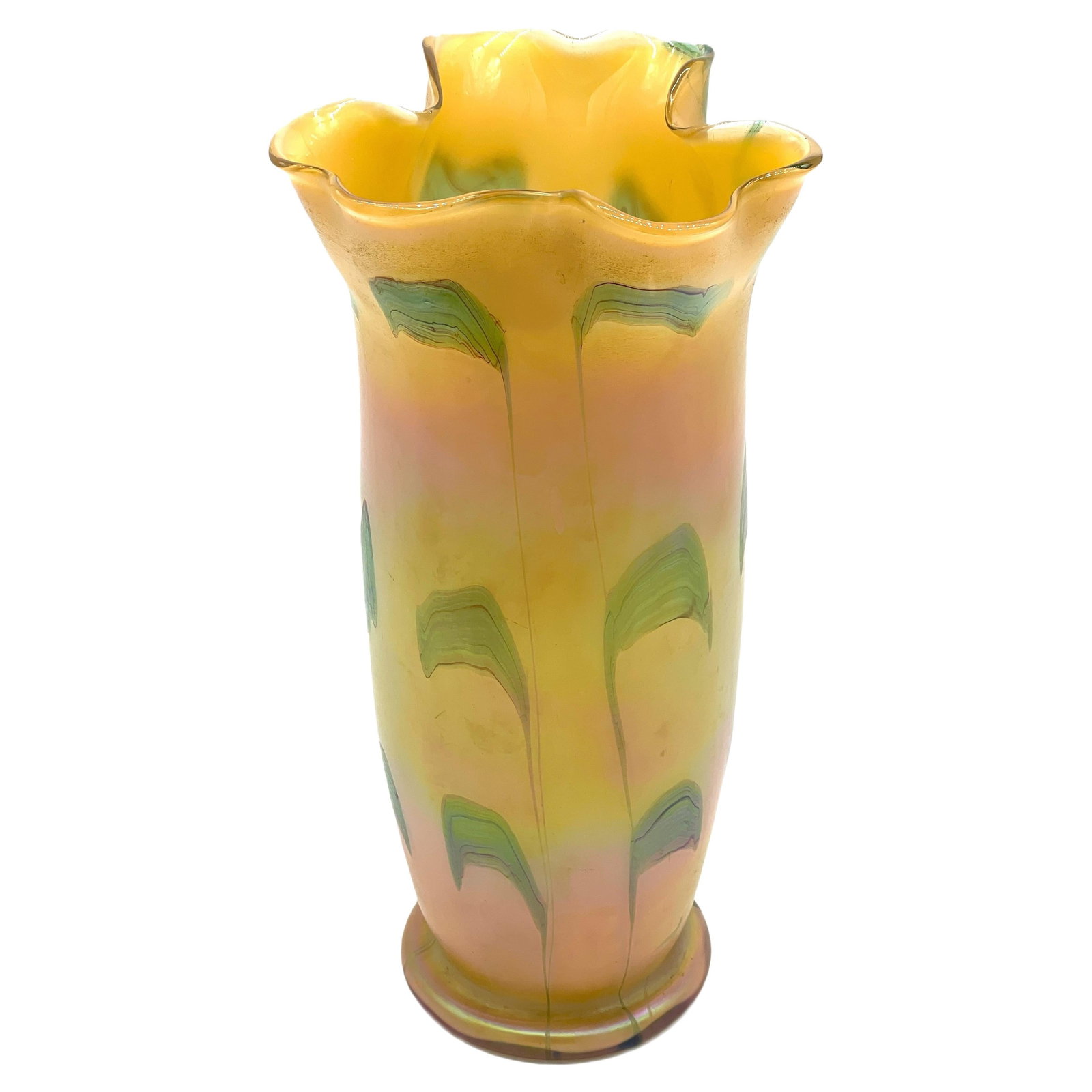 Austrian Loetz Art Nouveau Glass Vase with Crimped Rim 20th Century (1 of 8)