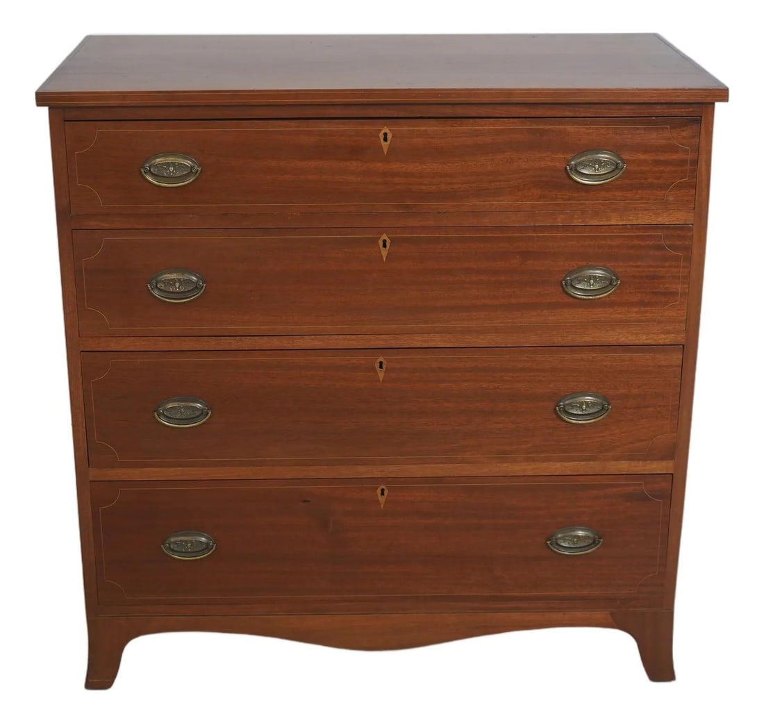 Federal Style Mahogany Chest with Inlay and Brass Hardware Bench Made (1 of 10)