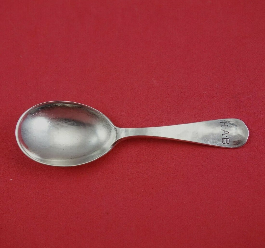 Lebolt #1 Sterling Silver Baby Spoon Hand Hammered 4 Inch Monogrammed (1 of 2)