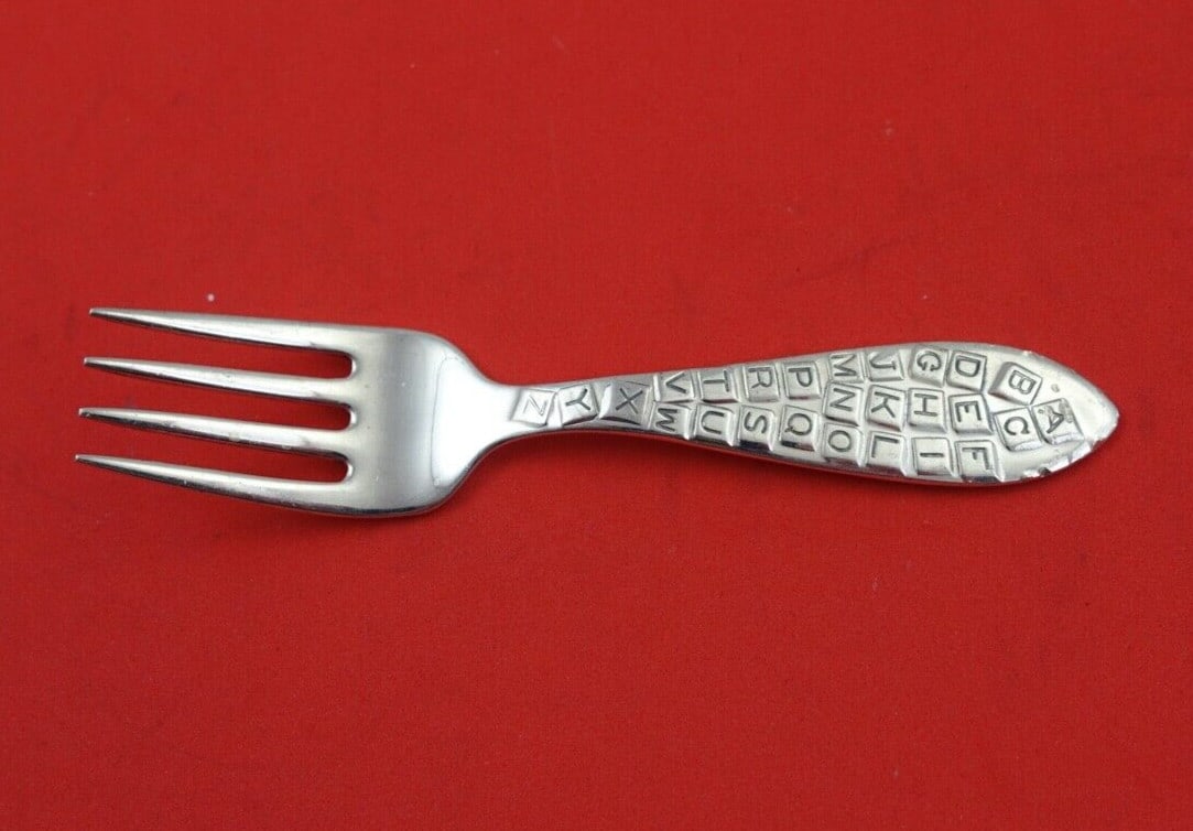 Rogers Sterling Silver Alphabet Baby Fork 4.25 Inch (1 of 2)