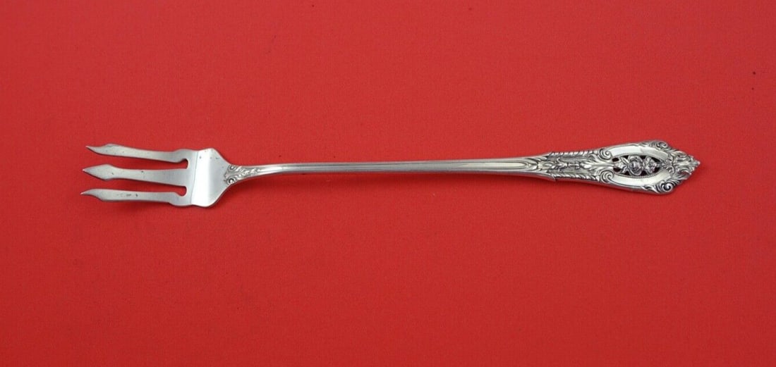 Wallace Rose Point Sterling Silver 3-Tine Pickle Fork 7.5" (1 of 2)