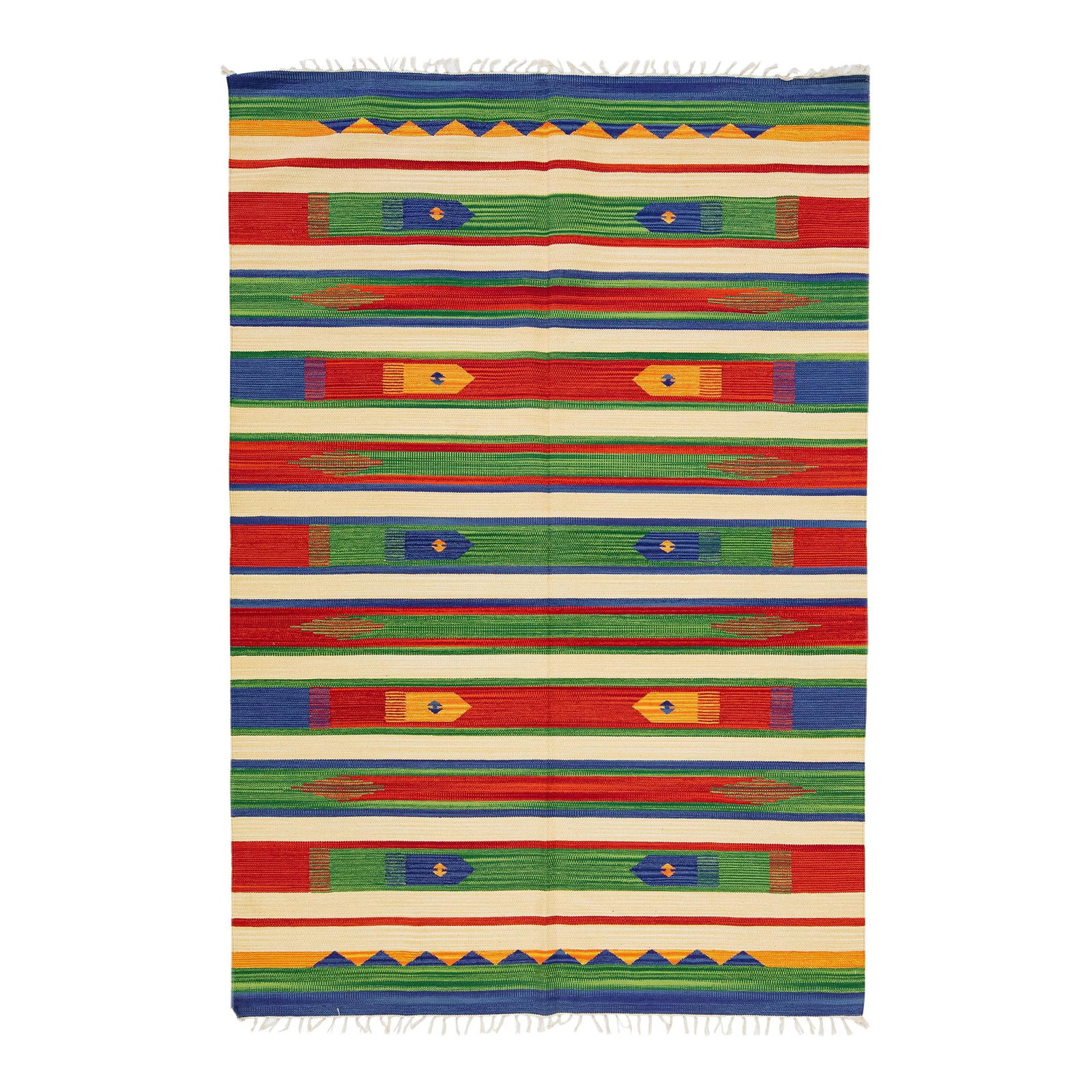 Handmade Modern Kilim Wool Rug Multicolor Geometric Design 5'6 x 8'1 (1 of 7)