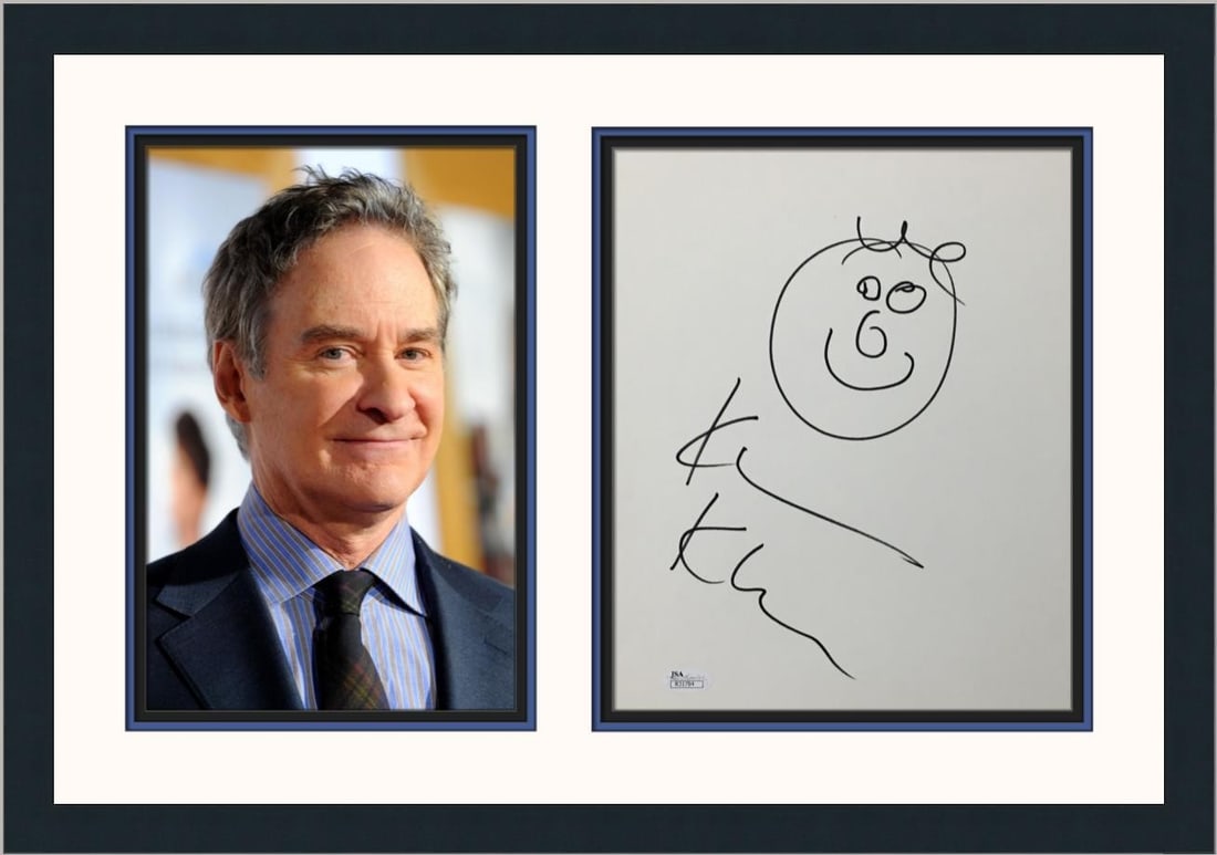 Framed Kevin Kline Signed Self-Portrait Art with JSA Authentication (1 of 6)