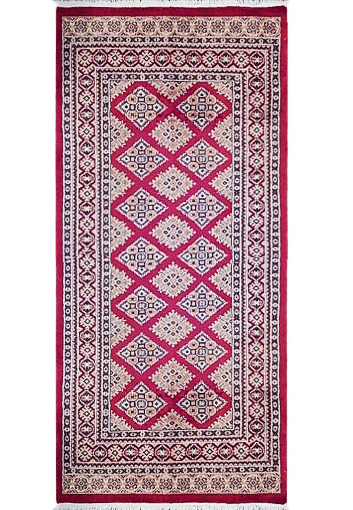 Hand-Knotted 3'1 x 4'11 Red Jaldar Bokhara Area Rug (1 of 7)
