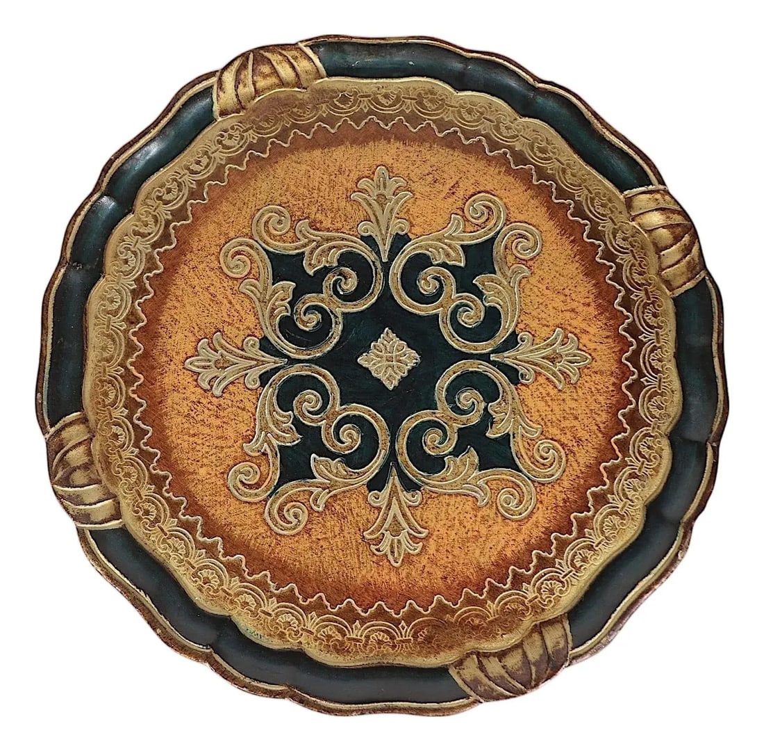 Mid 20th Century Gold Florentine Paper Mache Decorative Tray (1 of 9)