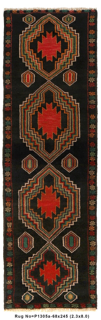 Elegant 2.3 x 8 Tribal Wool Runner for Hallways (1 of 7)
