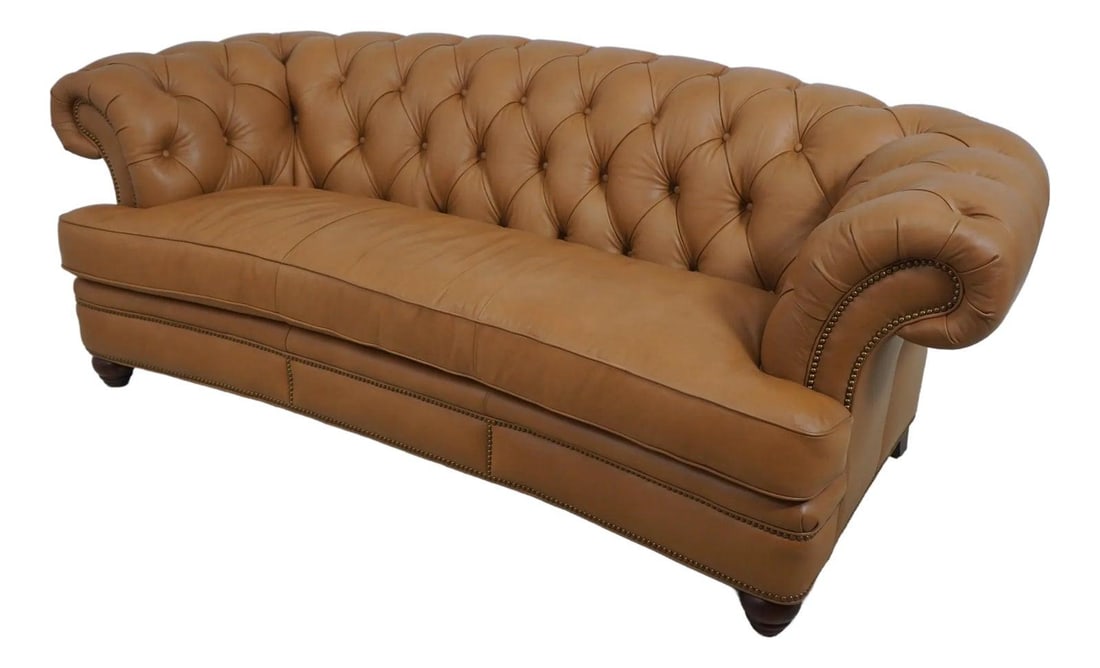 Maitland Smith Chesterfield Sofa 324-BRA-AIM Tan Leather Luxury (1 of 10)