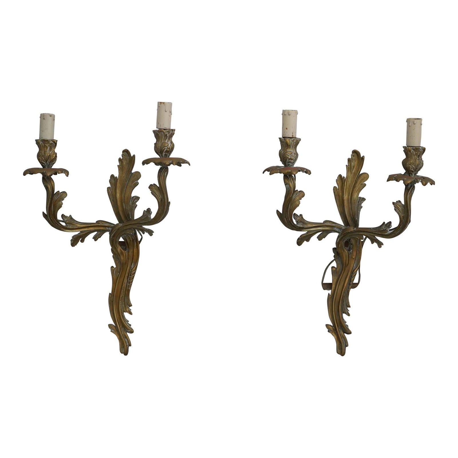 1990s French Louis XIV Brass Electrified Candelabra Pair (1 of 9)