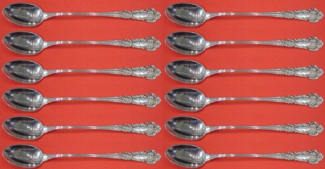 Reed and Barton French Renaissance Sterling Silver Iced Tea Spoons Set of 12 (1 of 3)
