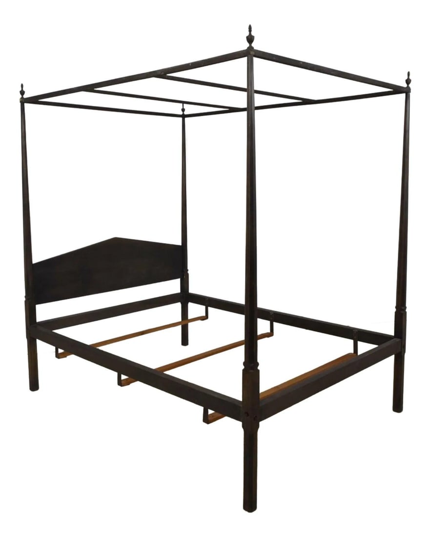 Vintage Country Style Black Painted Full Size Poster Bed (1 of 9)