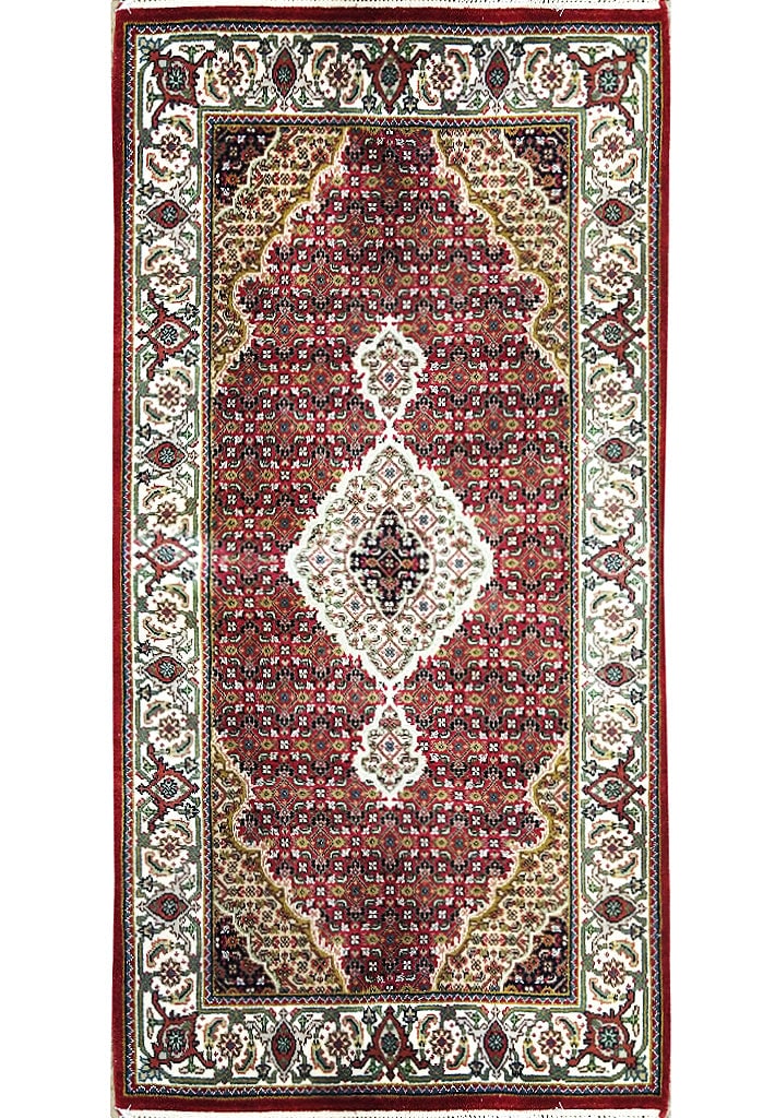 3' x 5' Tabriz Fish Mahi Hand-Knotted Wool Silk Rug Pam Red (1 of 7)