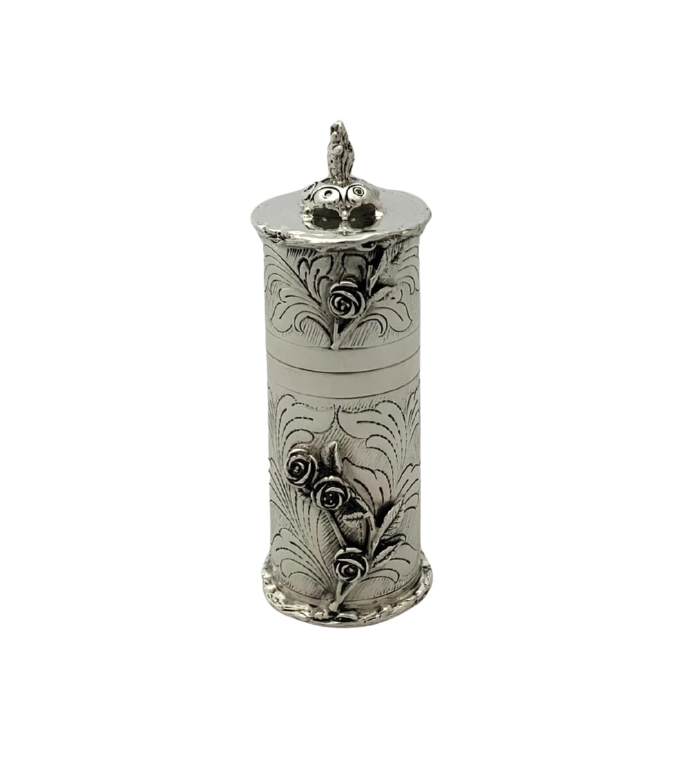Handmade 925 Sterling Silver Besumim Holder with Chased Swirl Floral Design (1 of 4)