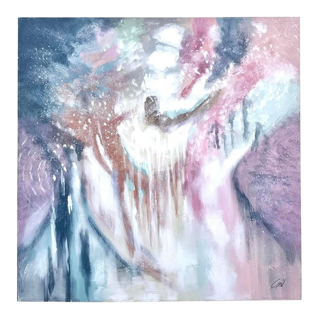 48 x 48 Lavender Abstract Acrylic Painting on Canvas Vintage Art (1 of 5)