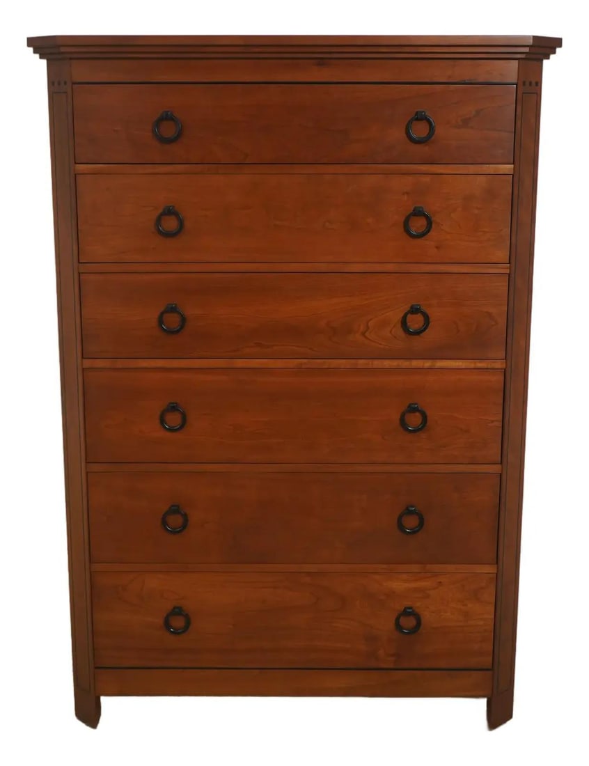 Cherry Wood Modern Arts and Crafts 6 Drawer Dresser with Ebony Inlay (1 of 10)