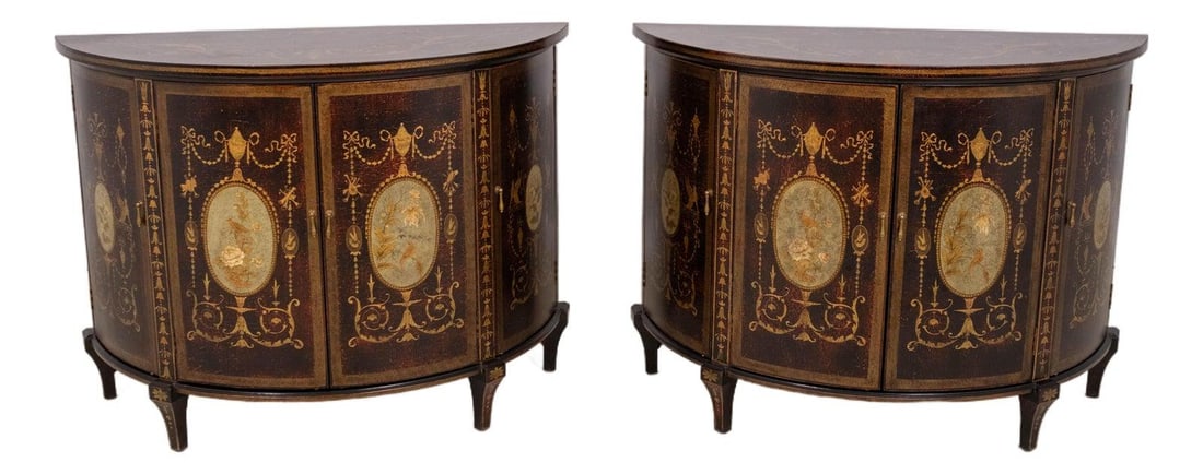 Set of two Adams style painted wood commodes with brass hardware (1 of 10)