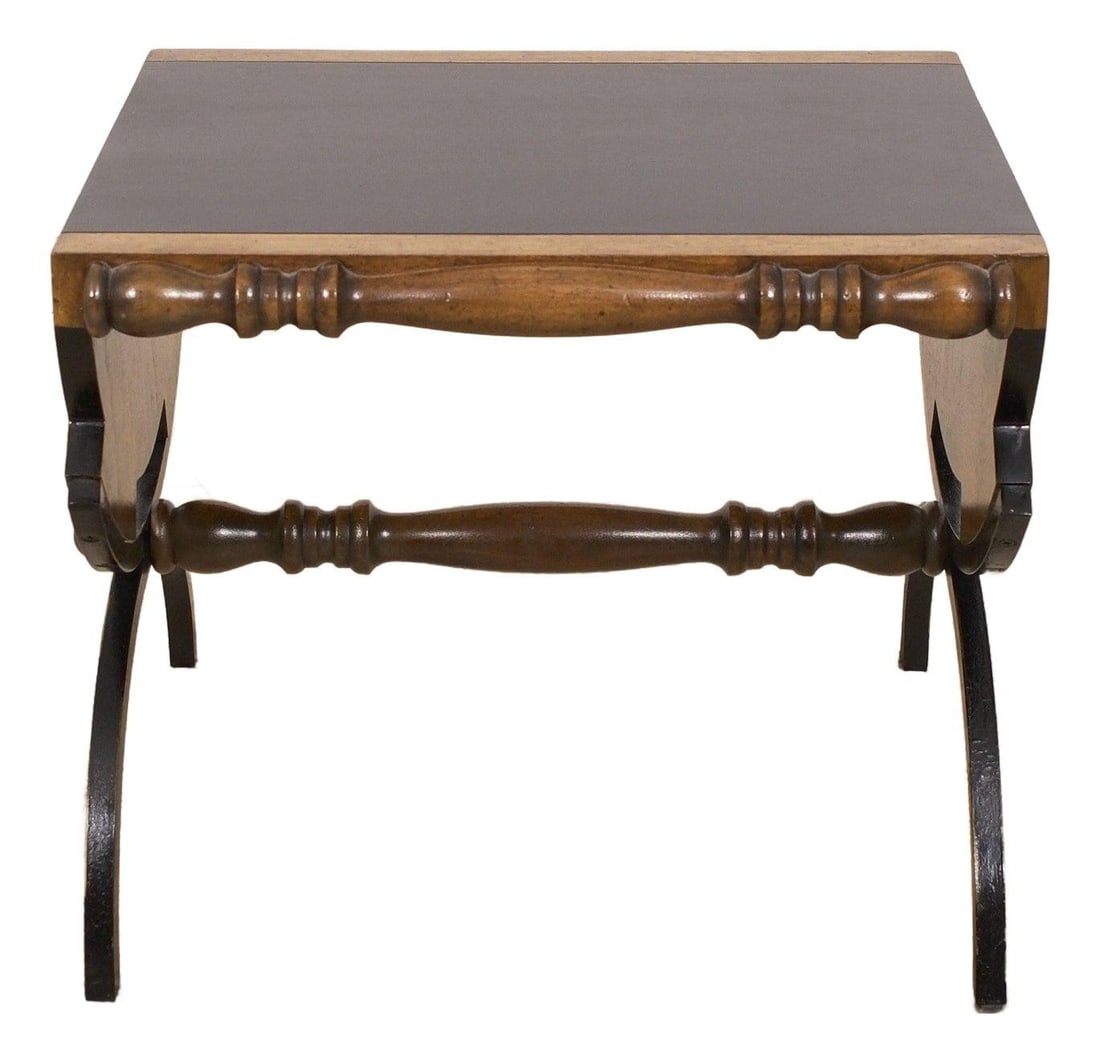 Vintage Swiss Style Iron Base Walnut Accent Table 40 Years Old (1 of 10)