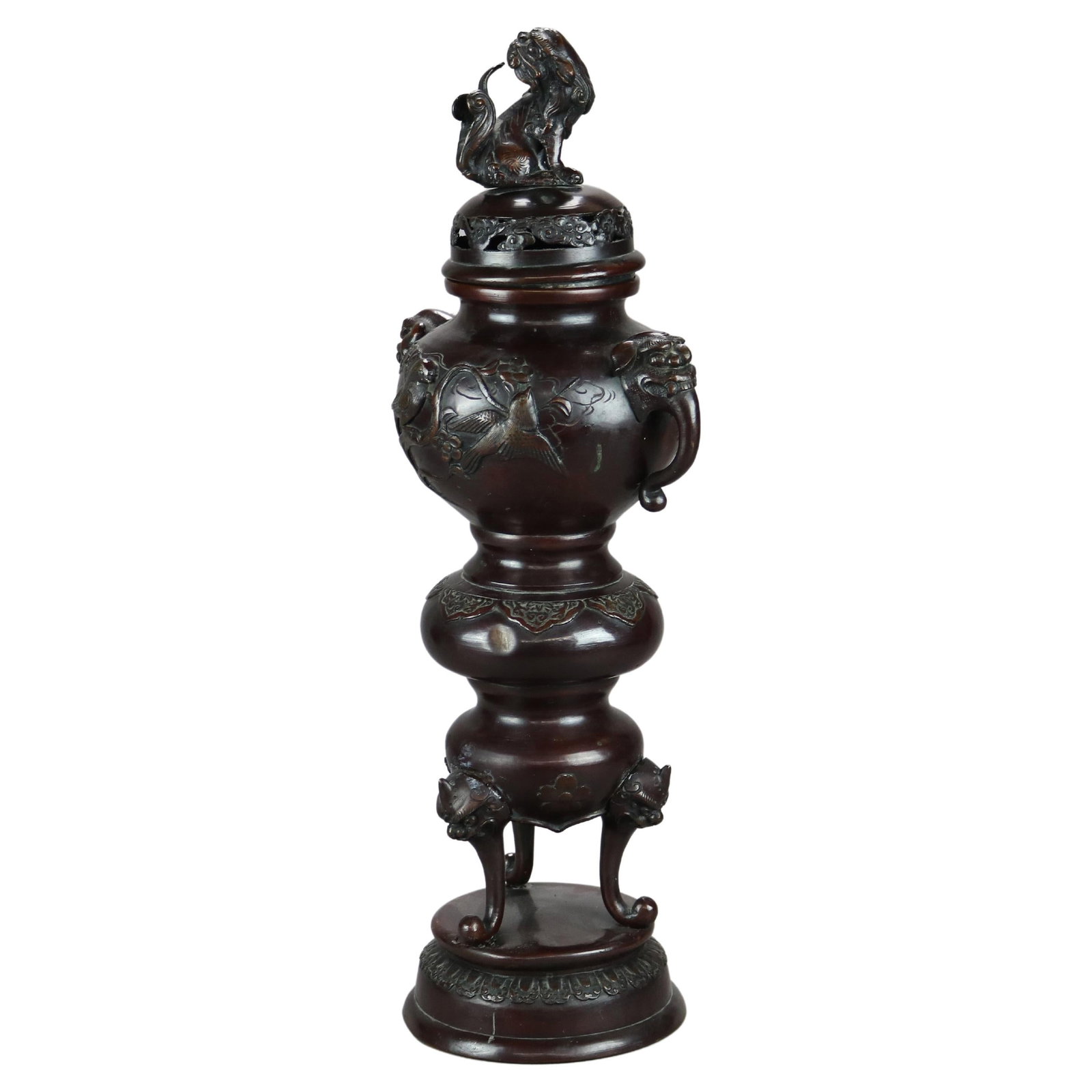 Antique Japanese Meiji Bronze Censer with Foo Dogs 1900 (1 of 15)