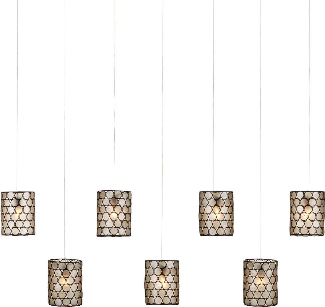 Currey Regatta 7-Light Multi-Drop Pendant Capiz Shell Shades (1 of 4)