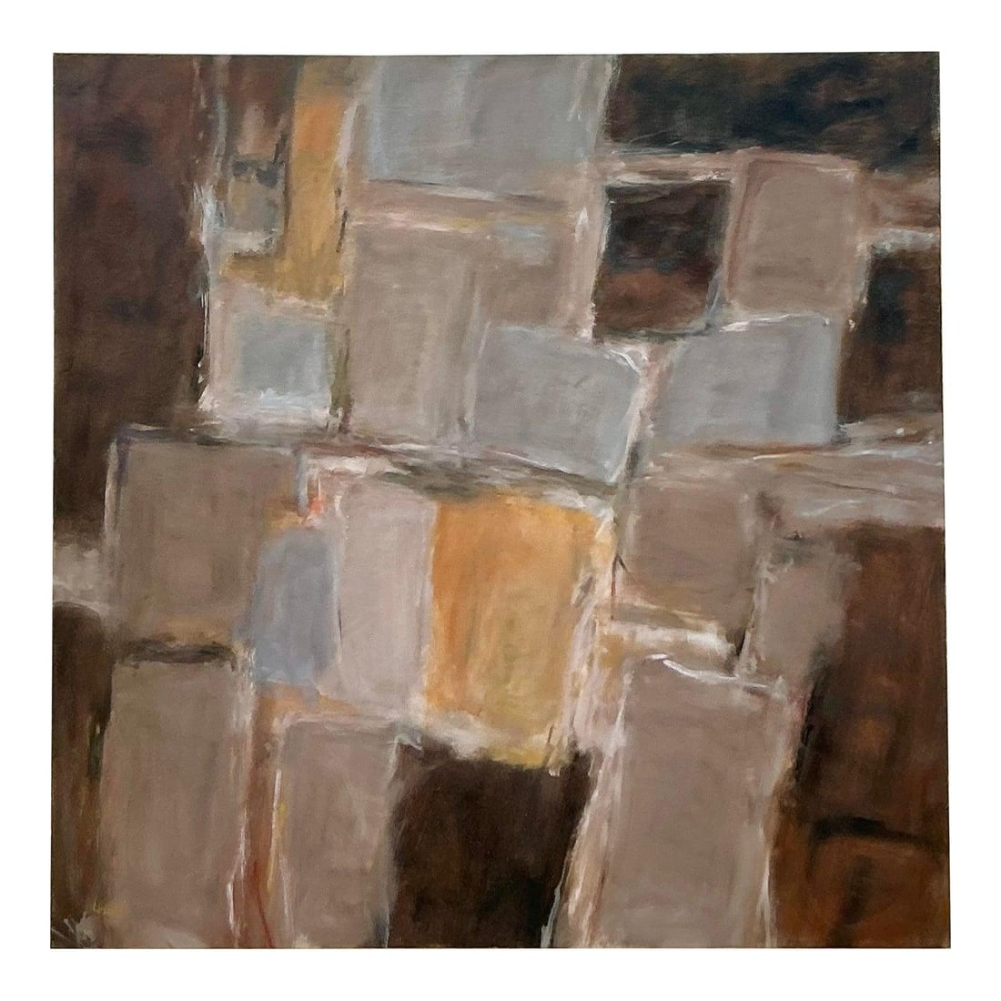 Monumental Vintage Abstract Oil Painting on Canvas 48x48: Monumental Vintage Abstract Oil Painting on Canvas 48x48 Transform your space with this monumental vintage abstract oil painting, a stunning original work on canvas that commands attention. This large