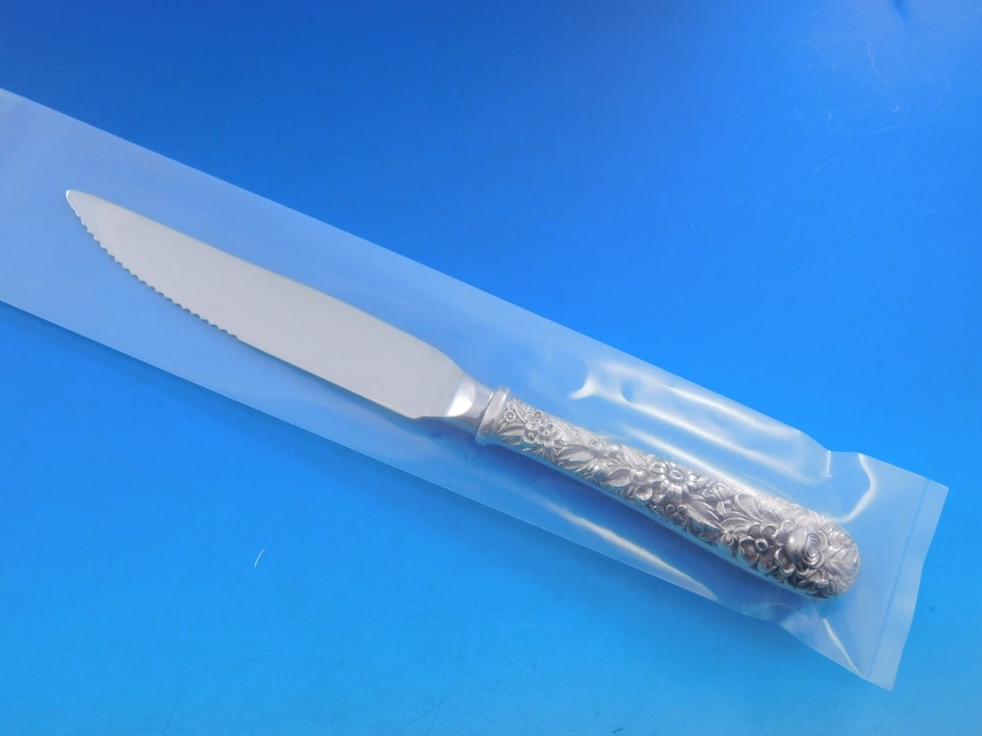 Kirk Repousse Sterling Silver Steak Knife Set 12 pcs 8.5 inches (1 of 3)