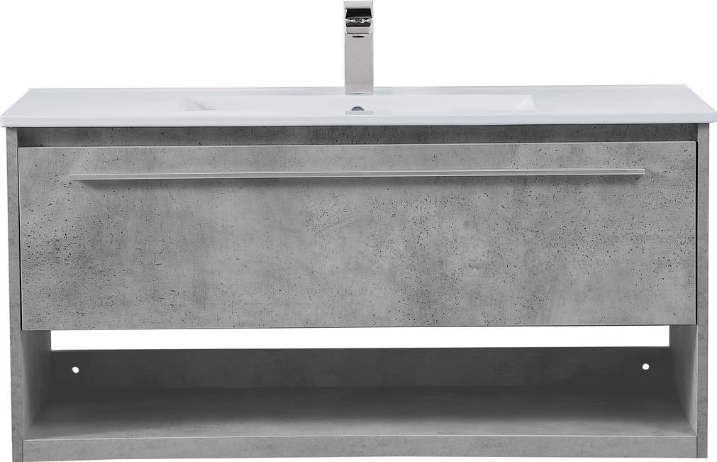Elegant Lighting 40 Inch Concrete Grey Floating Vanity: Elegant Lighting 40 Inch Concrete Grey Floating Vanity Enhance your bathroom with this stylish concrete grey floating vanity. This contemporary piece features a brushed nickel finish and is designed i