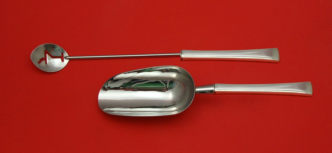 International 2pc Sterling Silver Bar Set Martini Spoon Ice Scoop (1 of 1)