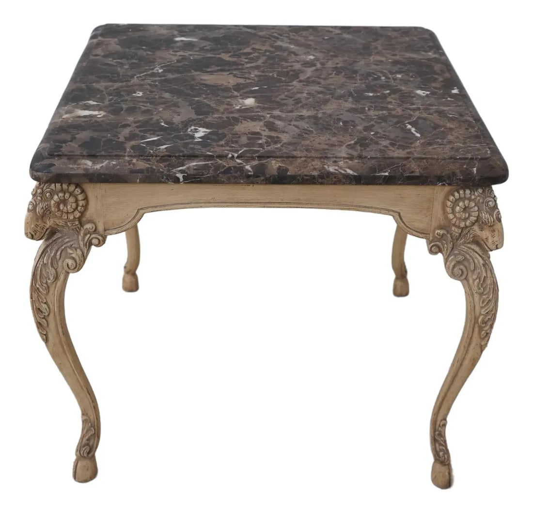 Minton Spidell Rams Head Marble Center Table Antique Design: Minton Spidell Rams Head Marble Center Table Antique Design This exquisite Minton Spidell Rams Head Marble Top Center Table showcases fine craftsmanship with its beautifully carved details and heavy m