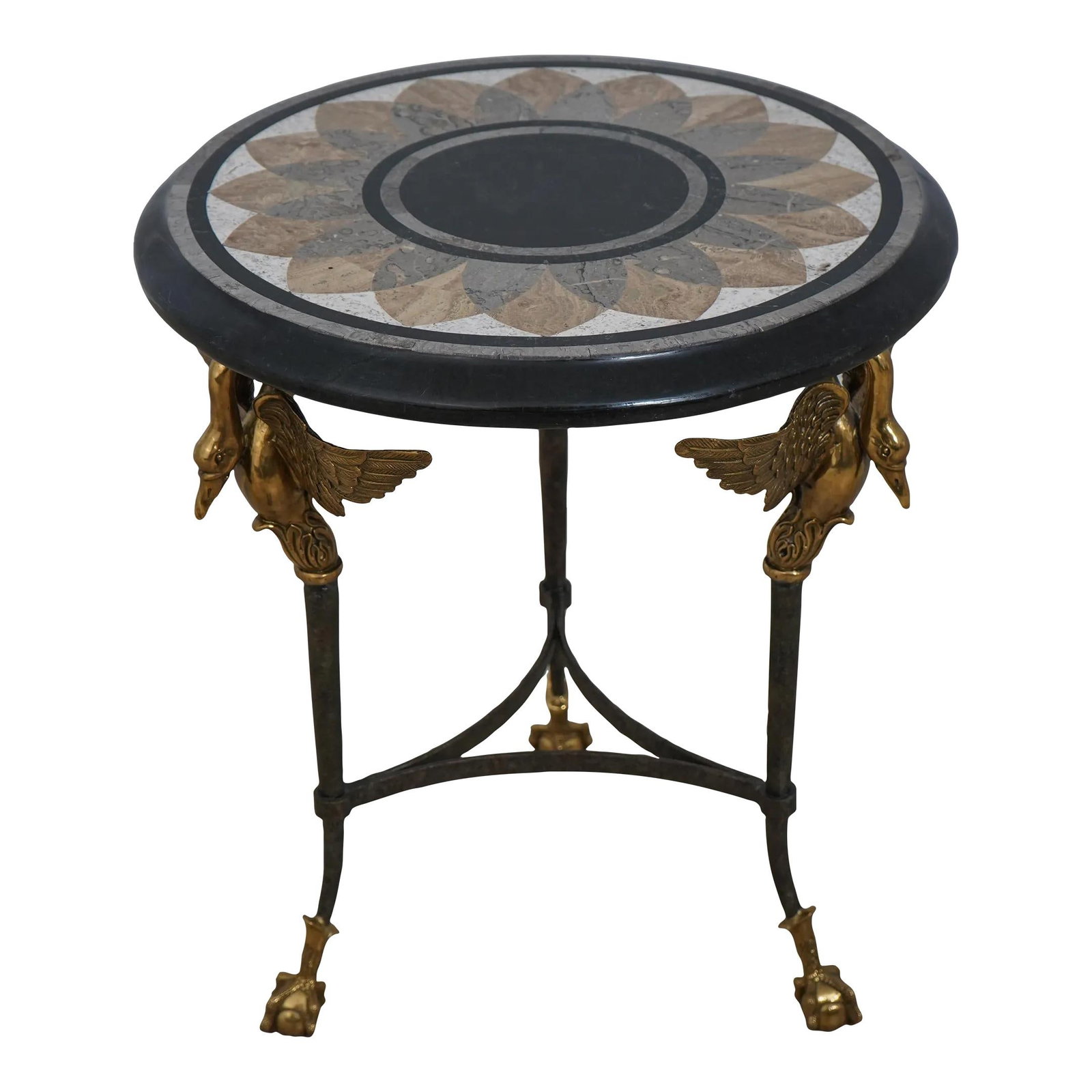 Maitland Smith Neoclassical Round Lamp Table with Mosaic Marble Top (1 of 10)